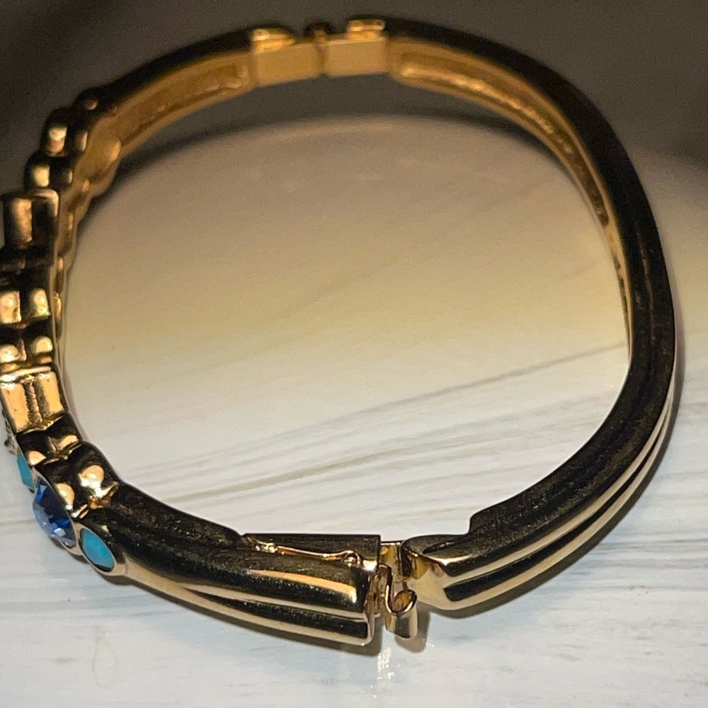 Swarovski crystal bangle bracelet w turquoise, blue purple colored stones gold - Picture 7 of 8
